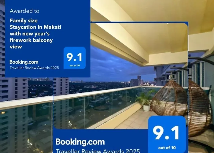 Apartment Family Size Staycation In Makati With New Year's Firework Balcony View